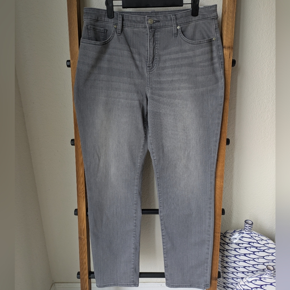 Chico's Women's Gray Girlfriens Straight Leg Ankle Jeans - Size 10R